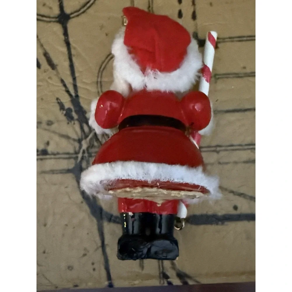 Christmas Wooden Self Stick 2 Stocking Hanger Holders Santa‎ Vtg 1981